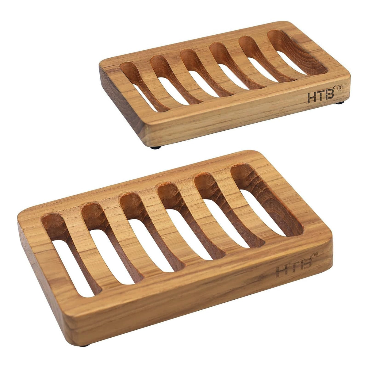 HTB Slotted Bar Soap Holder Teak Wood,Sponge Holder for Kitchen Sink