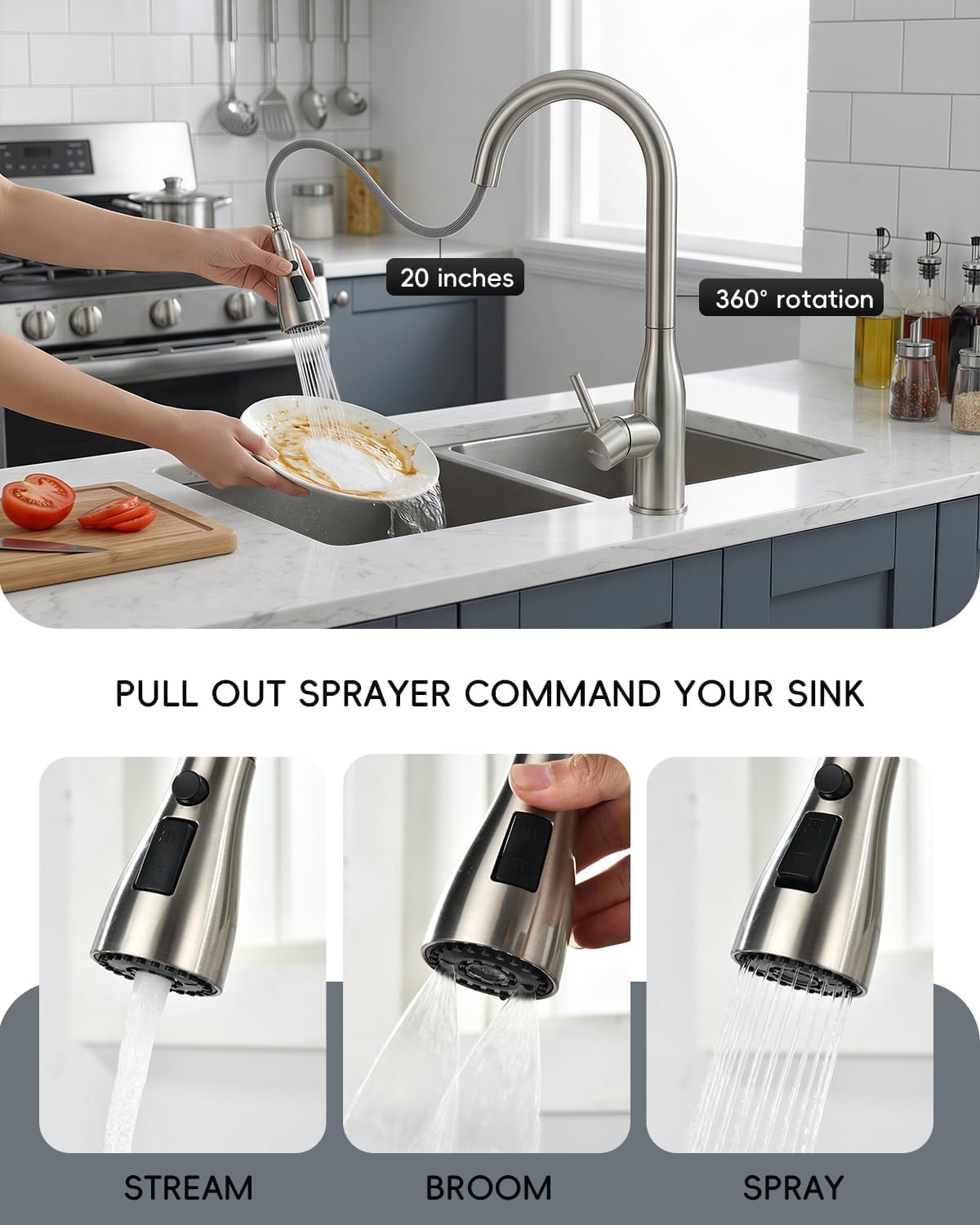APPASO Touchless Kitchen Faucet with Pull-Down Sprayer and Soap Dispenser