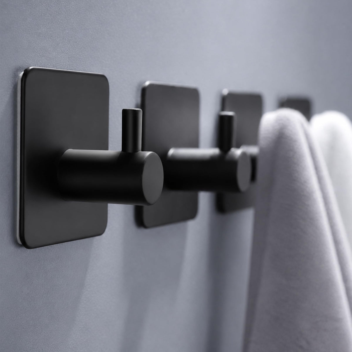 DELITON 26lb Heavy Duty Adhesive Towel Hooks, No-Damage 4 Pack Matte Black