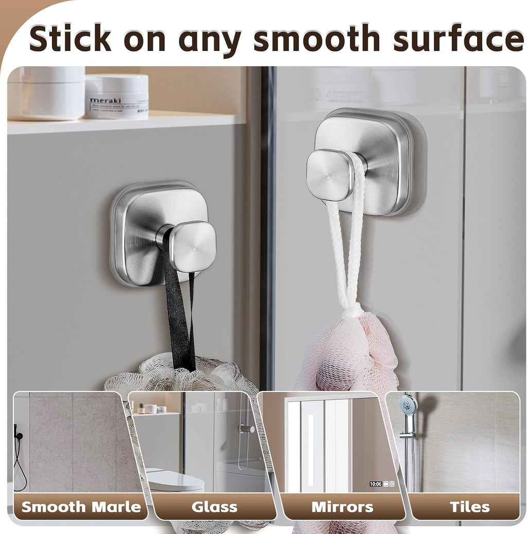Large Suction Cup Hooks for Shower, 15 lb Towel and Robe Hooks
