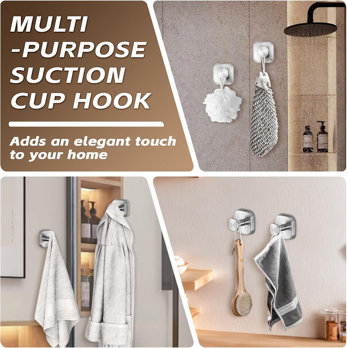Large Suction Cup Hooks for Shower, 15 lb Towel and Robe Hooks
