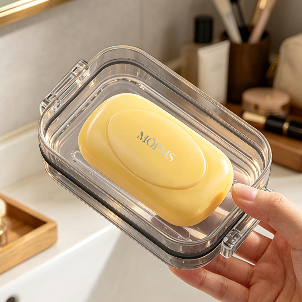 MOPMS Travel Soap Case, Leakproof with Clasps & Silicone Seal for Traveling