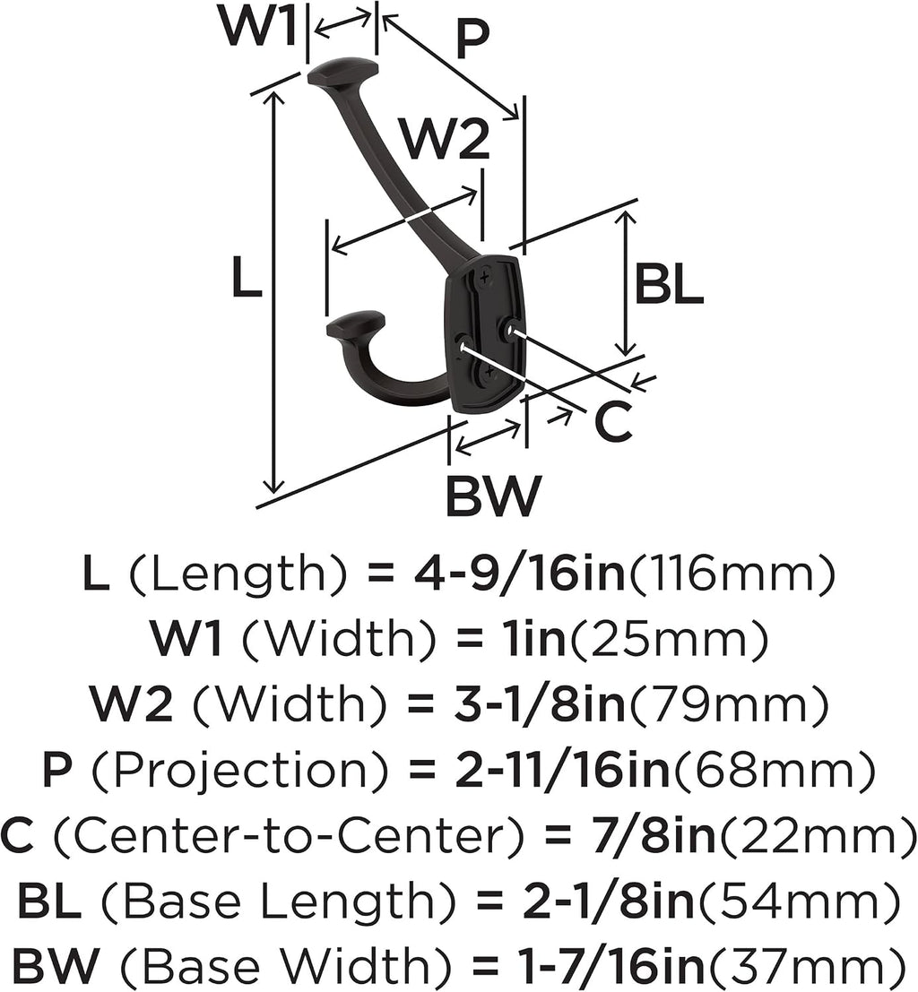 Amerock Vicinity Triple Prong Oil-Rubbed Bronze Wall-Mounted Hook