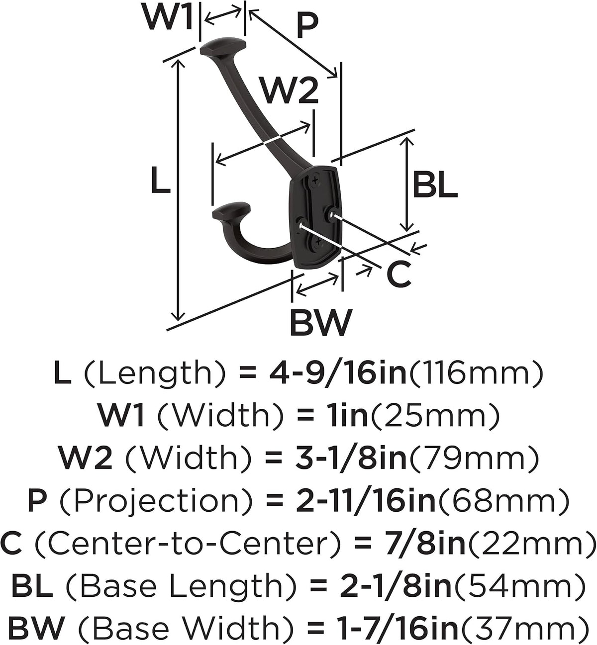 Amerock Vicinity Triple Prong Oil-Rubbed Bronze Wall-Mounted Hook