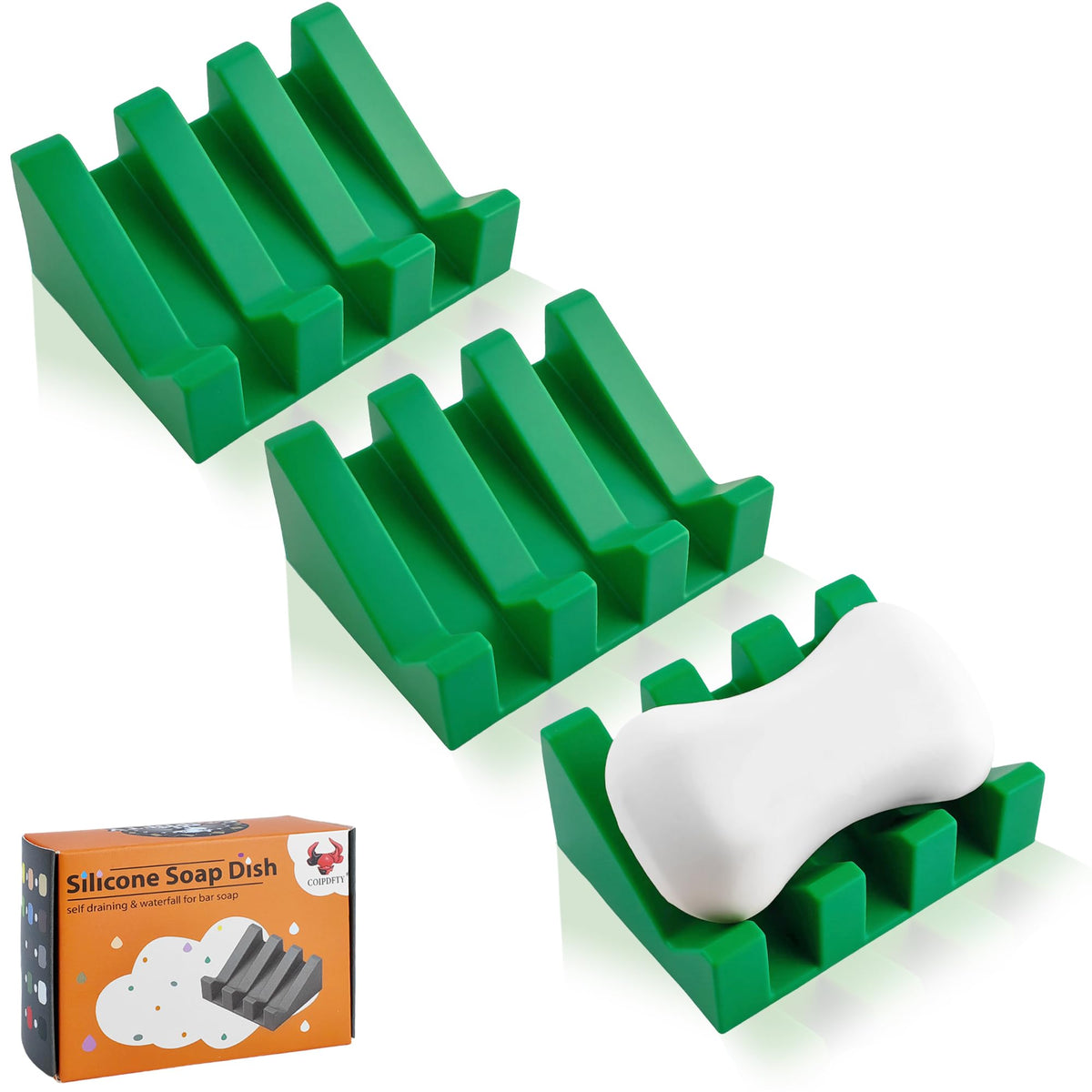 Self Draining Soap Dish Holder,Silicone Soap Dish,for Bathroom,Kitchen, Sponges，Can Extend Soap Life，Keep Soap Bars Dry and Easy Cleaning (White,1-Pack)
