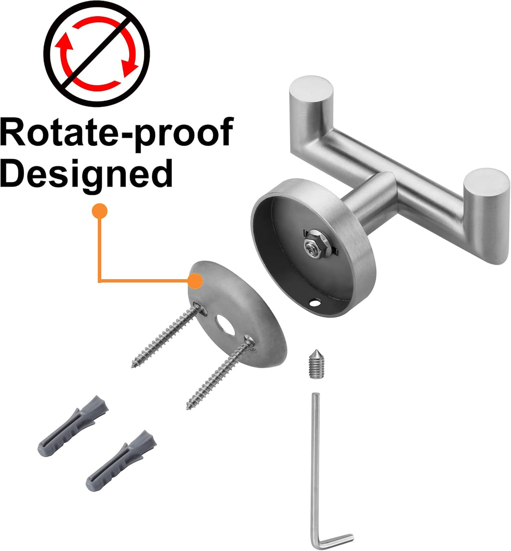 Towel Hooks for Bathrooms,Towel Hook for Kitchen Bathroom,SUS304 Stainless Steel Coat Hook,Heavy Duty Double Holder Robe Hooks for Hanging Towels,Coats,Sponges,Clothes,Wall Mount,Brushed Nickel,2 Pack