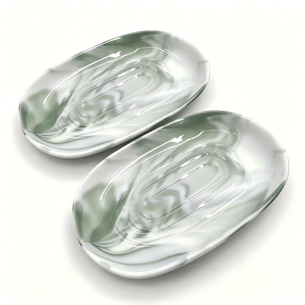 Ceramic Marble Pattern Soap Dish, Textured Raised Soap Saver Tray for Shower Bathroom Kitchen Sink Vanity, Easy to Clean Multi-Use Holder for Bar Soap Jewelry Rings Keys, White (1 Pack)