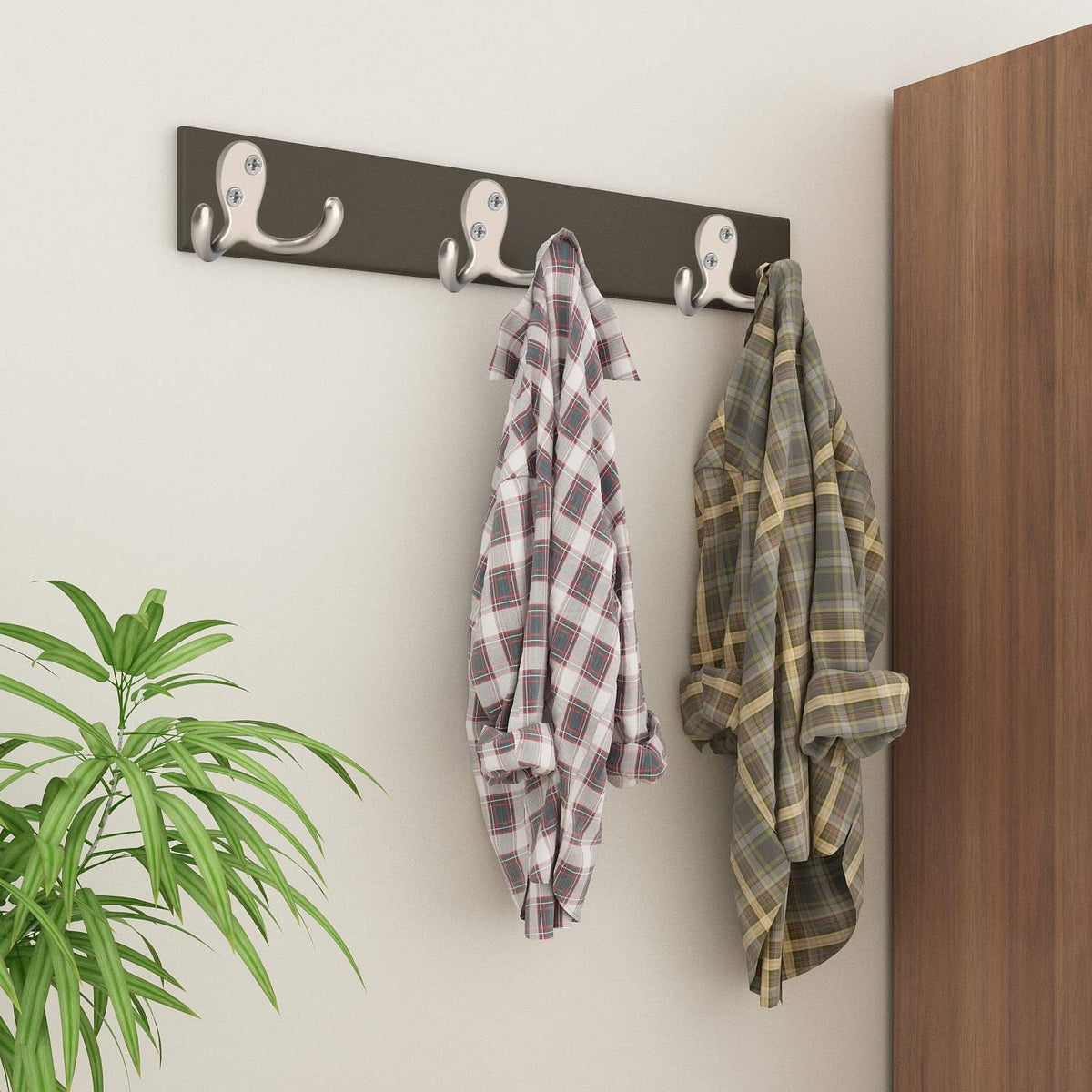 IBosins 10 Pack Silvery Double Prong Coat Hooks Wall Mounted with 20 Screws