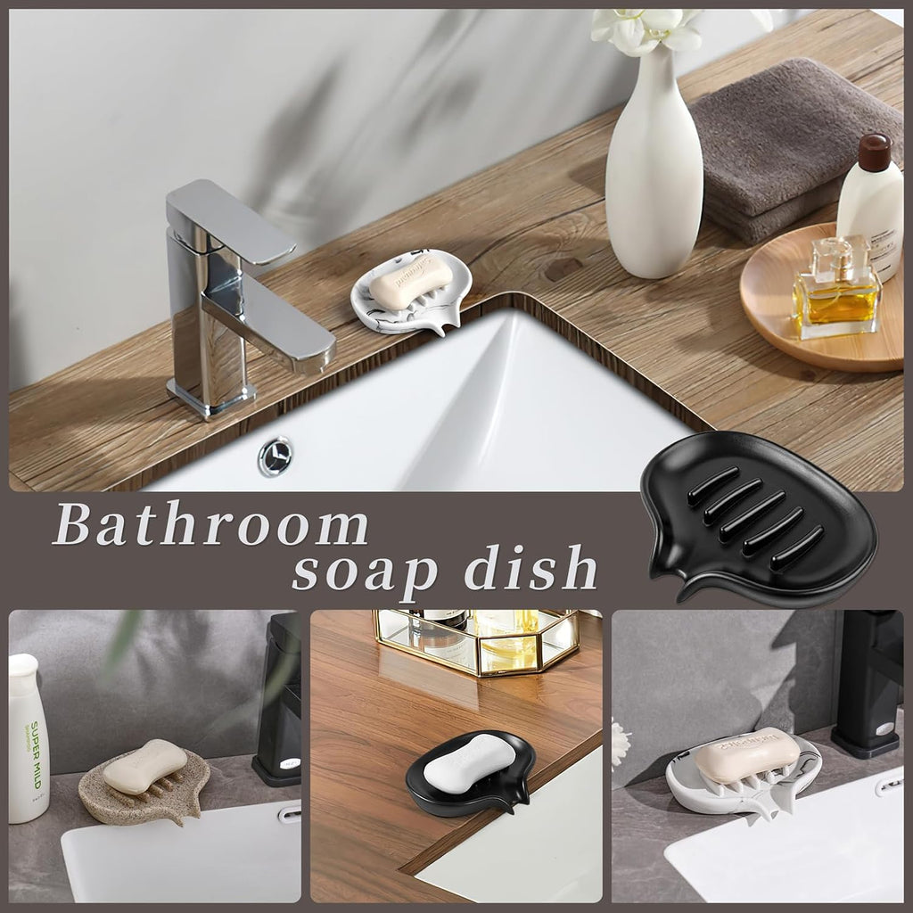 Self Draining Soap Dish for Shower & Bathroom Sink with Drain