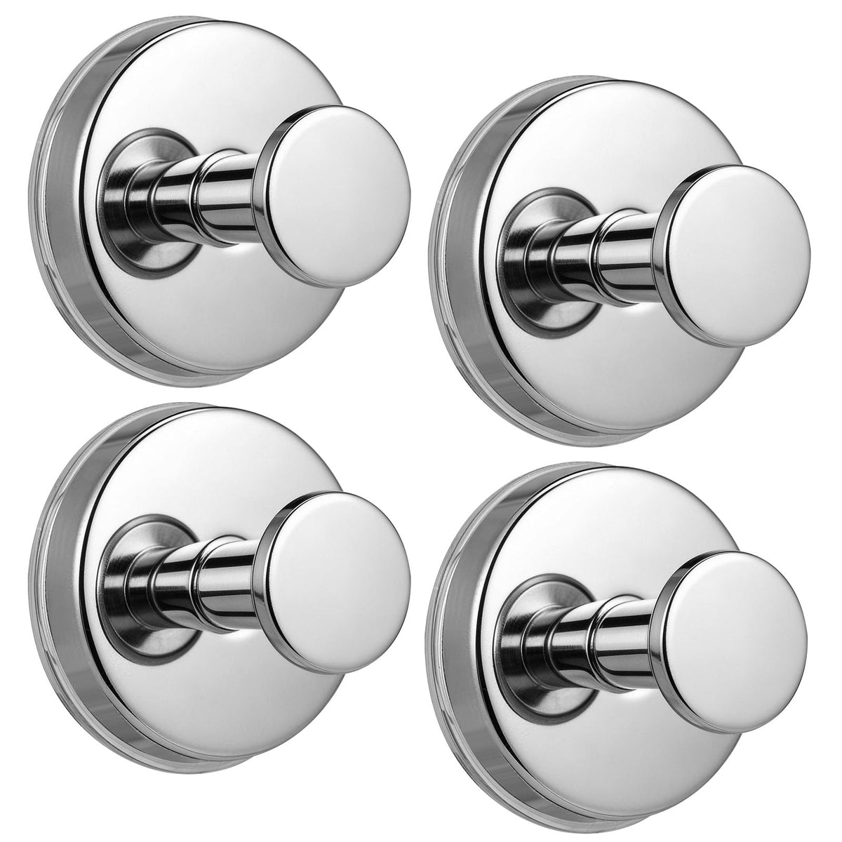 Large Suction Cup Hooks, Heavy Duty 15lb Holds Towel & Robe, No-Drill Shower Bathroom Hooks for Tile Wall Glass Mirror, Mounts on Smooth Non-Porous Surfaces (2 Pack, Brushed Nickel)