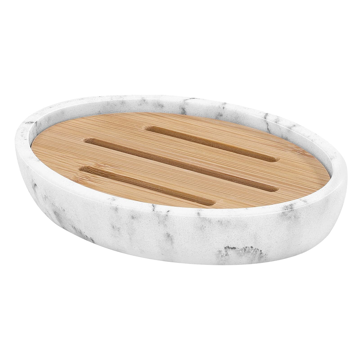 Luxspire Soap Dish Tray, Double Layer Soap Holder, White Marble