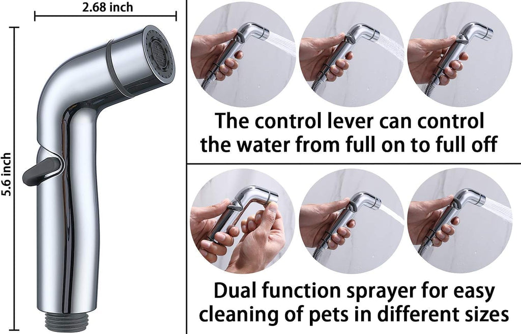 G-Promise 2 Mode Dog Shower Attachment with Extra Long Hose Adhesive Mount