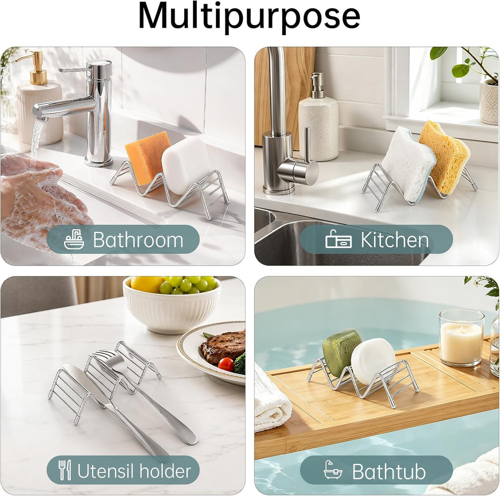 Stainless Steel Soap Dish Self Draining Bar Soap Holder, Silver