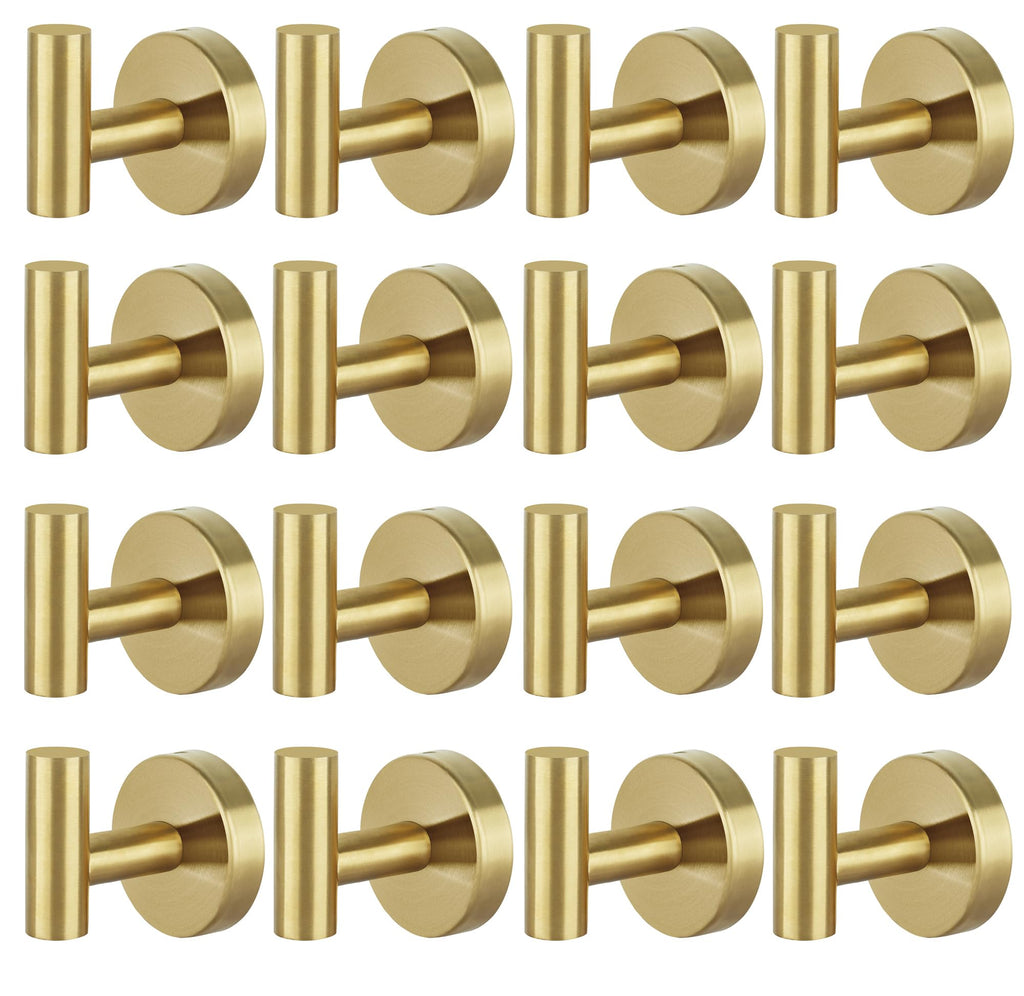 Towel Hooks Bathroom Coat Robe Hook Stainless Steel Heavy Duty Door Hanger Towel Robe Clothes Cabinet Wall for Bathroom Bedroom Kitchen Hotel Pool 4 Packs (Gold)