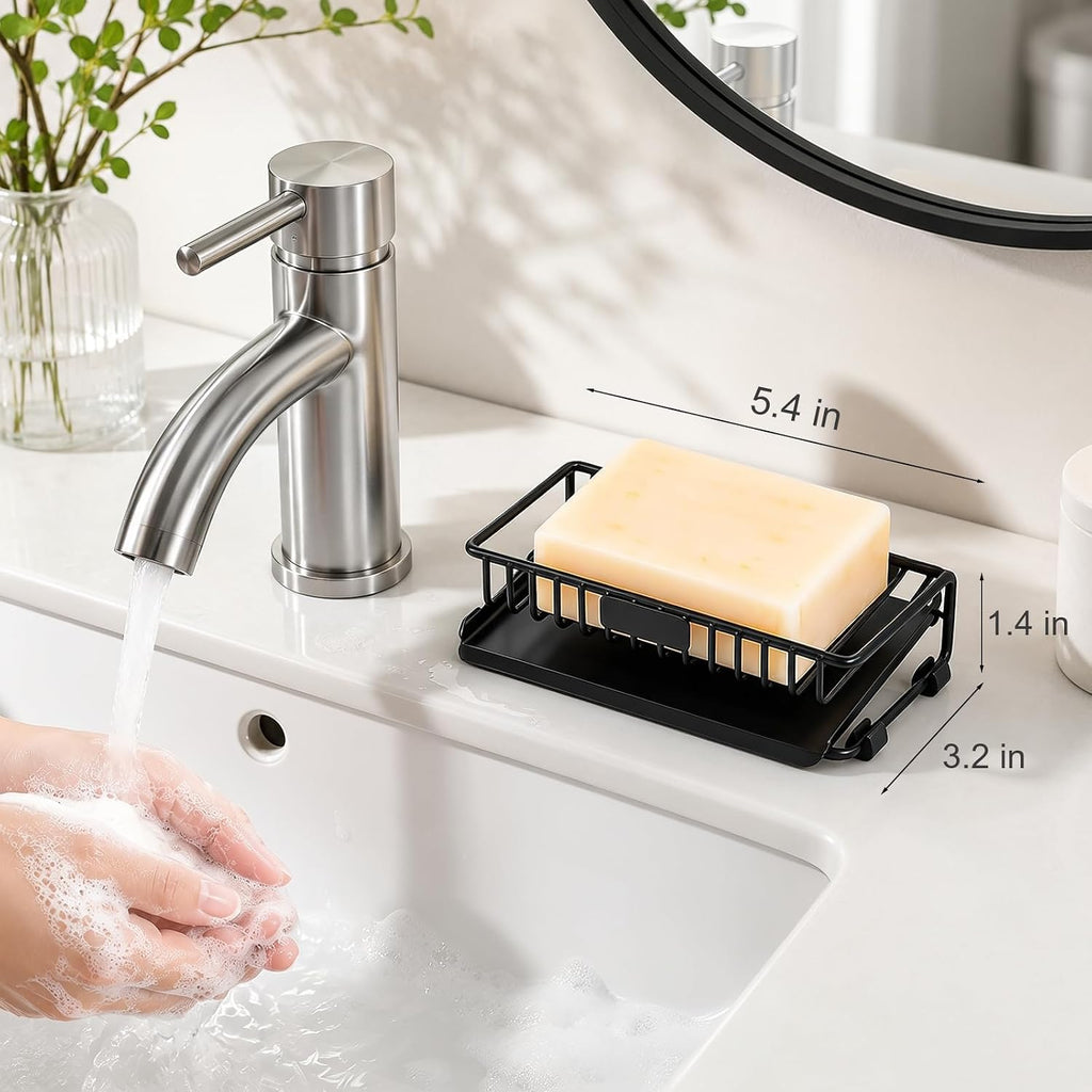 Self Draining Soap Dish for Shower Bar Soap Holder Soap Saver, Black