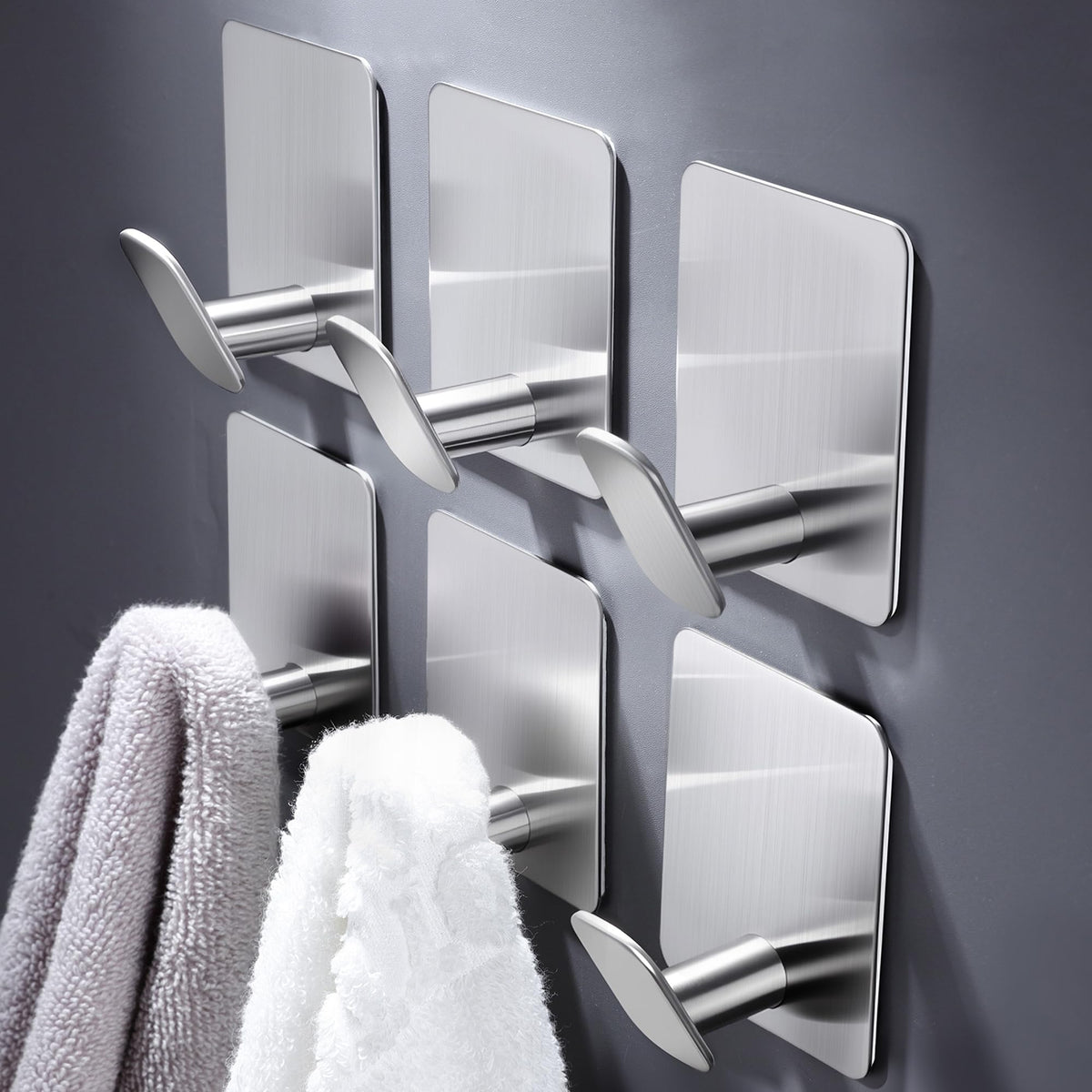 DELITON 26lb Heavy Duty Adhesive Towel Hooks, No-Damage 4 Pack Matte Black