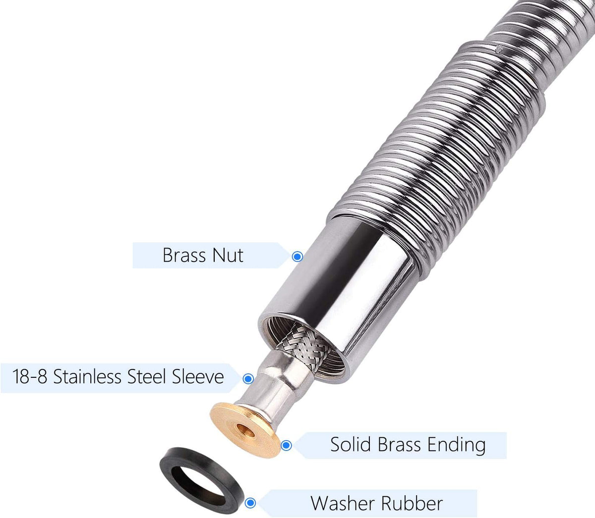 COOLWEST 38 Inch Flexible Stainless Steel Hose Replacement Kit for All Brand Commercial Pre-Rinse Kitchen Sink Faucet (96CM 38")