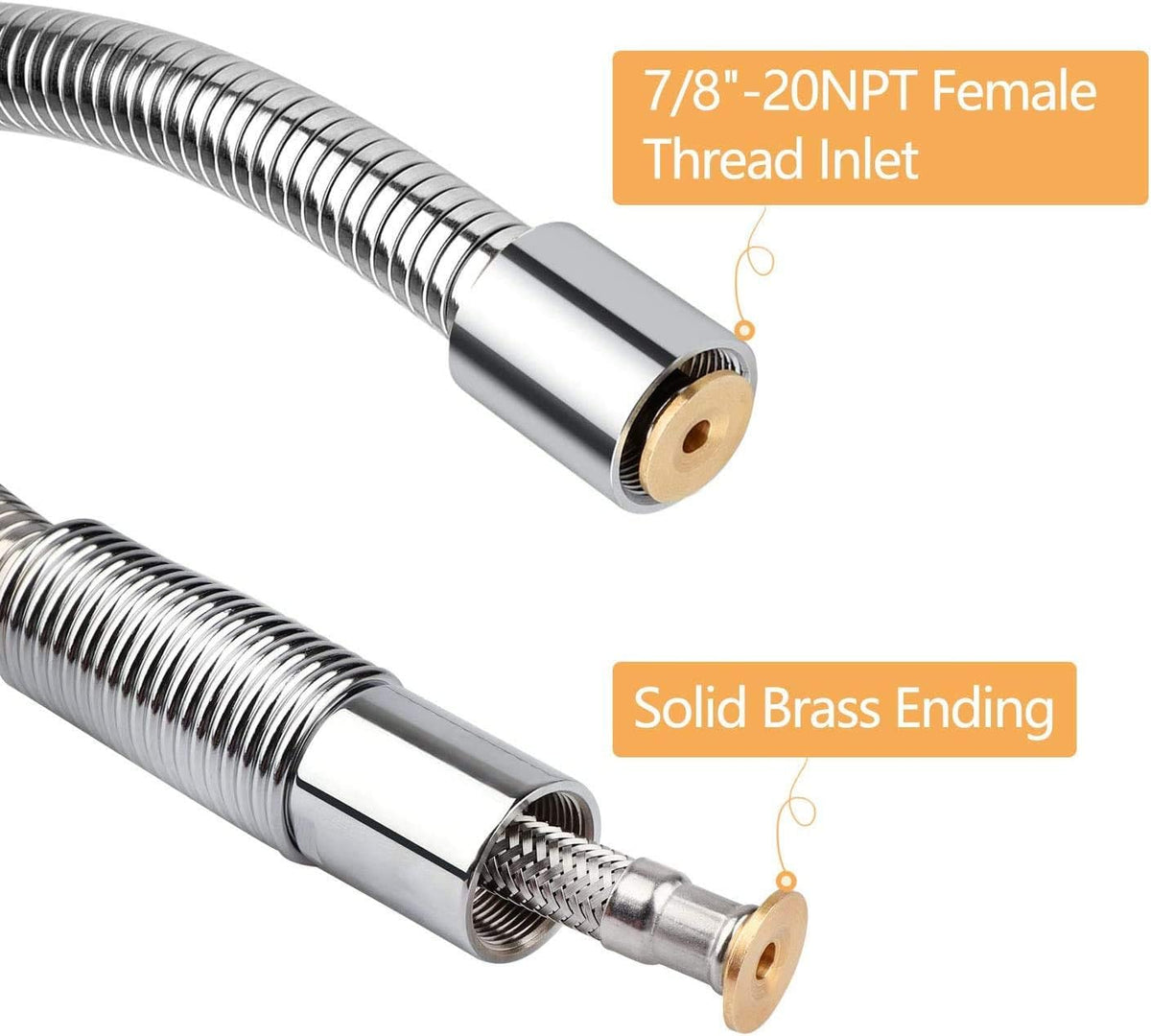 Pre-rinse Hose 44" Flexible Stainless Hose Replacement Kit For Commercial Kitchen Sink Faucet On Compartment Sinks with Spray Valve