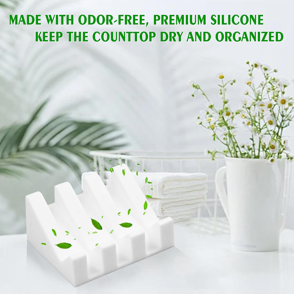 Soap Dish Holder for Shower with Suction Cup, Silicone Soap Holder & Saver Self-Draining Bar Soap Dish Keeps Soap Dry for Bathroom, Kitchen, Bathtub, Extends Soap Life (White-1Pack)