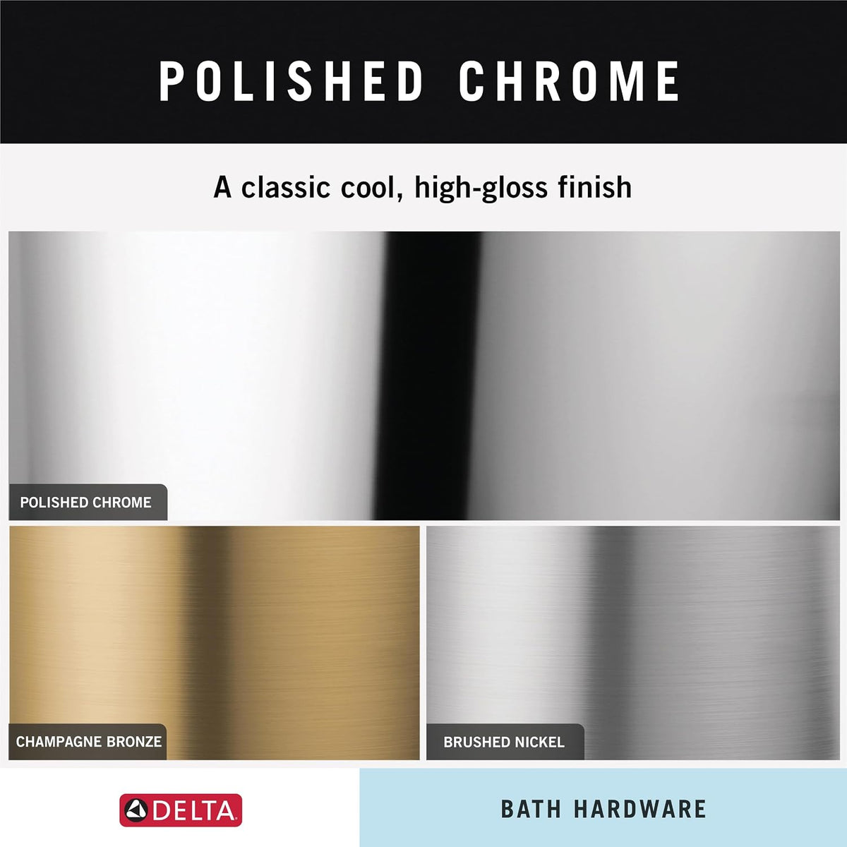 Delta Double Towel Hook for Bathroom or Kitchen| Polished Chrome | Cassidy Accessories