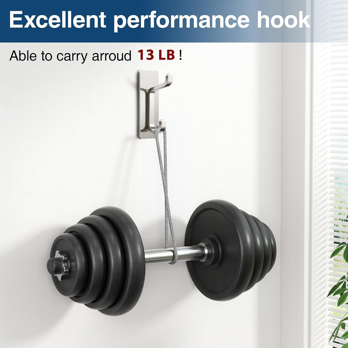 pickpiff 13LB Strong Stick-on Hooks for Coat & Towel, Brushed Nickel 4 Pack