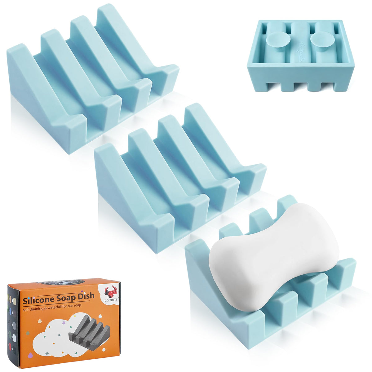 Soap Dish Holder for Shower with Suction Cup, Silicone Soap Holder & Saver Self-Draining Bar Soap Dish Keeps Soap Dry for Bathroom, Kitchen, Bathtub, Extends Soap Life (White-1Pack)