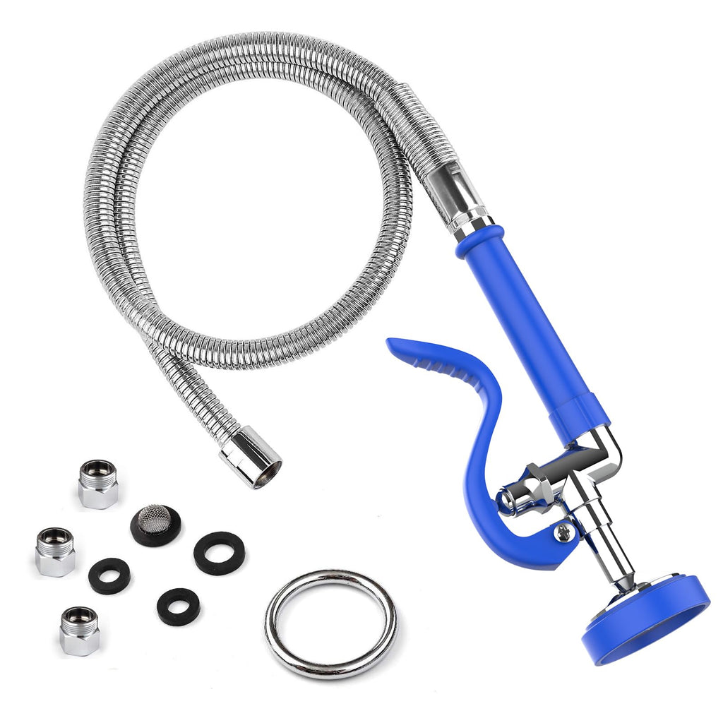 MSTJRY Spray Valve with 45" Pre Rinse Hose, Commercial Sink Sprayer Hose Pre Rinse Sprayer with Flexible Stainless Steel Hose Assembly for Commercial Kitchen Faucets(Grey, with 3 adapters)