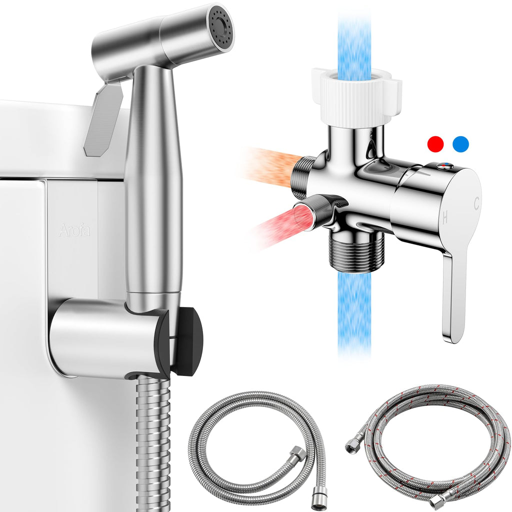 Arofa Handheld Bidet Sprayer, Bidet Attachment for Toilet, Brushed Nickel