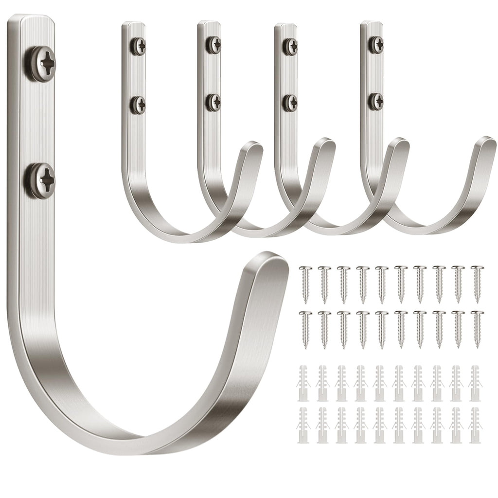 22LB Wall Hooks for Hanging Towel/Coat, Black 5 Pack