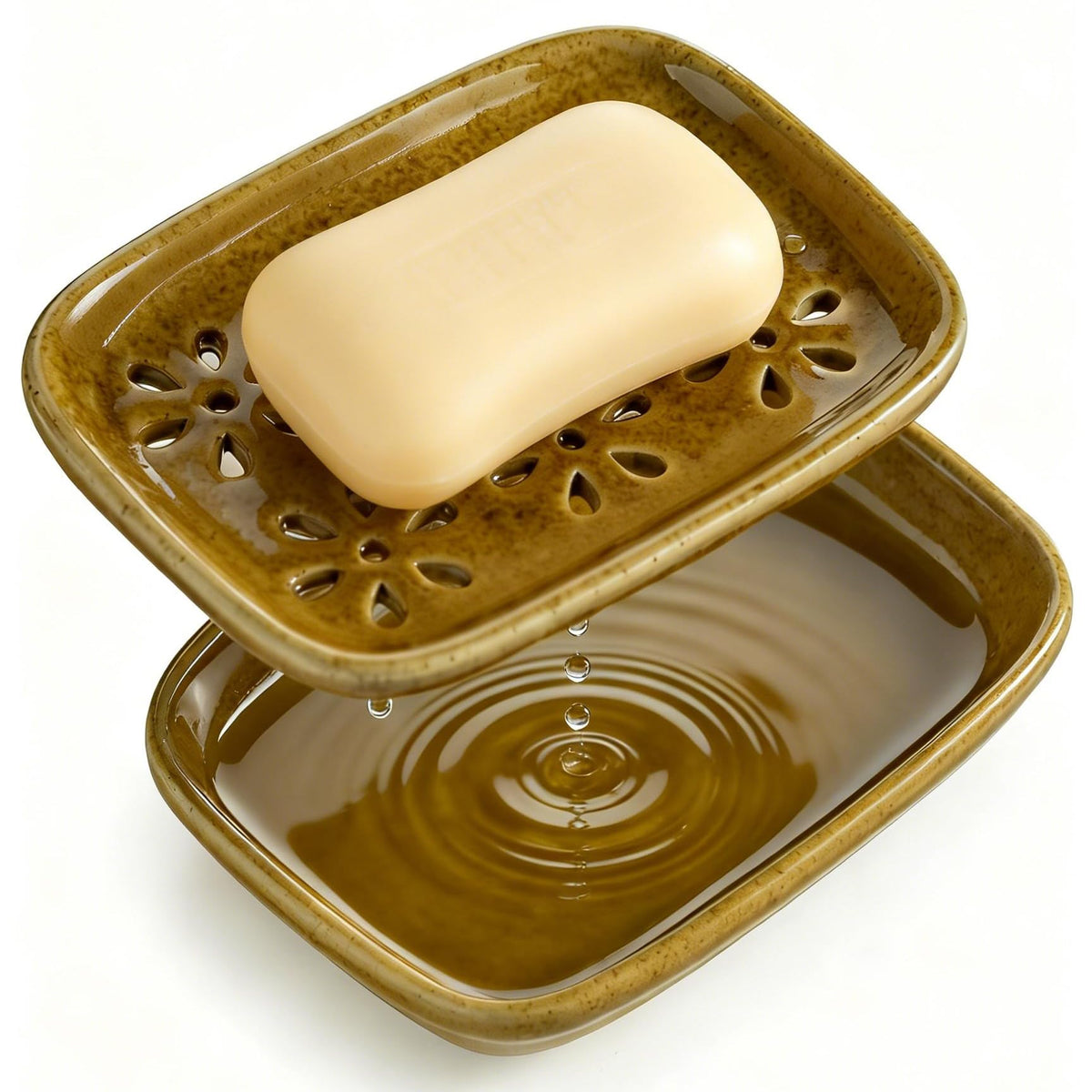 Miamolo Soap Dish for Shower with Drainage 2-Tier Bar Soap Holder Mess-Free