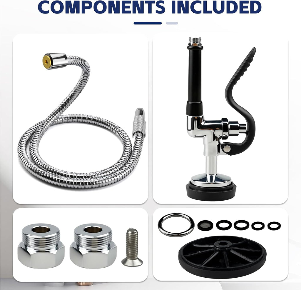 Pre Rinse Spray Valve with 45" Stainless Steel Hose for Kitchen Sinks