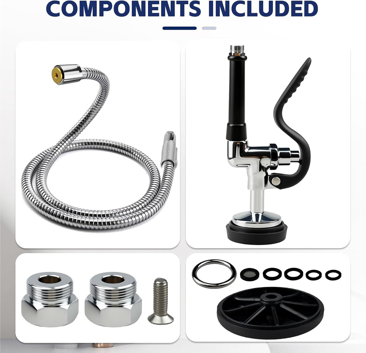 Pre Rinse Spray Valve with 45" Stainless Steel Hose for Kitchen Sinks
