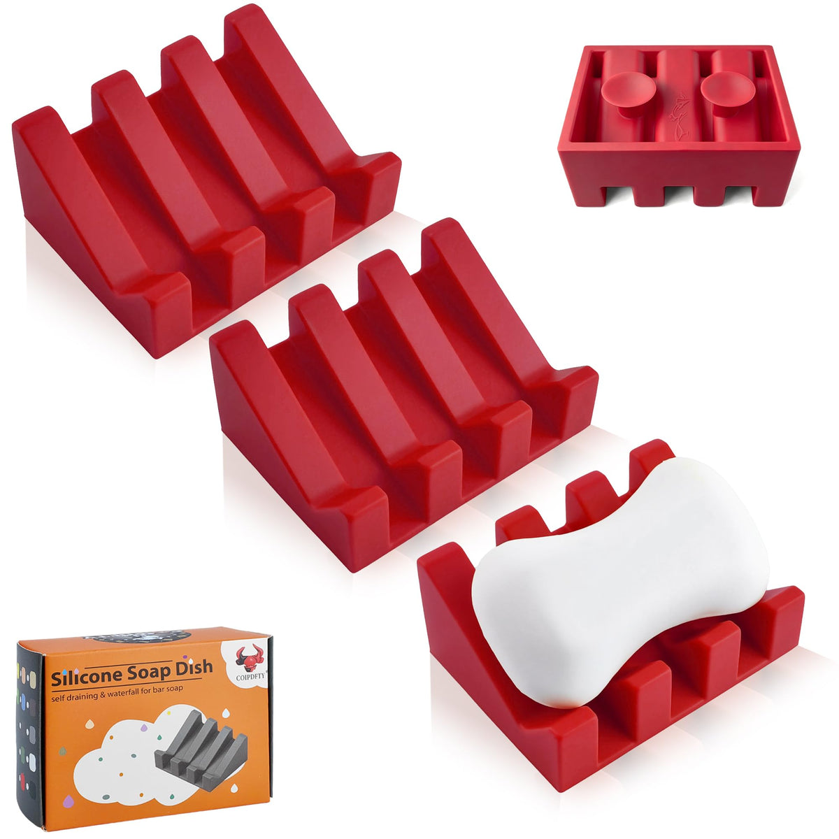 Soap Dish Holder for Shower with Suction Cup, Silicone Soap Holder & Saver Self-Draining Bar Soap Dish Keeps Soap Dry for Bathroom, Kitchen, Bathtub, Extends Soap Life (White-1Pack)