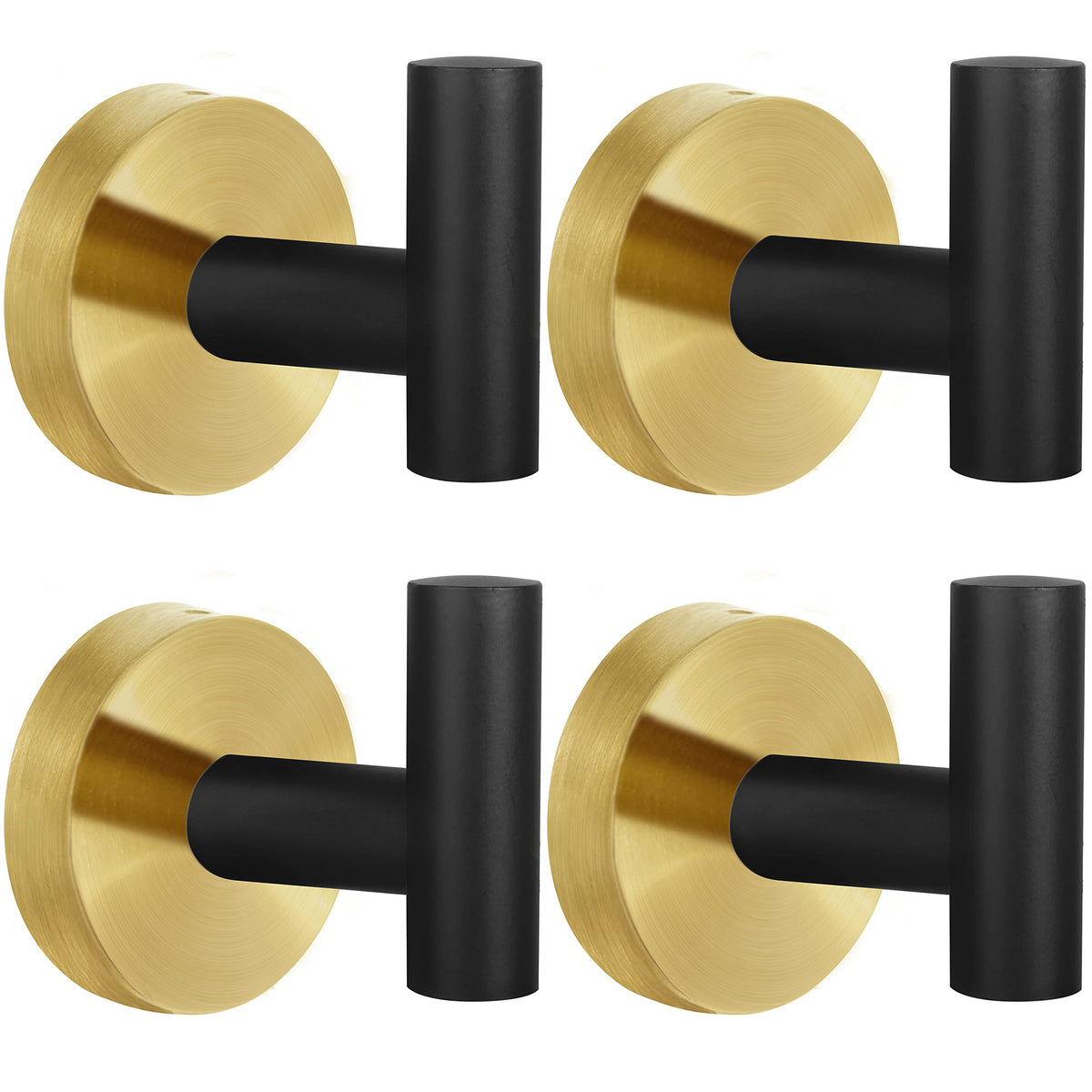 Towel Hooks Bathroom Coat Robe Wall Hook Heavy Duty Door Hanger Towel Robe Clothes Cabinet Closet Sponges Rack for Bathroom Bedroom Kitchen Hotel Pool 4 Packs Black(Drilling Installation)