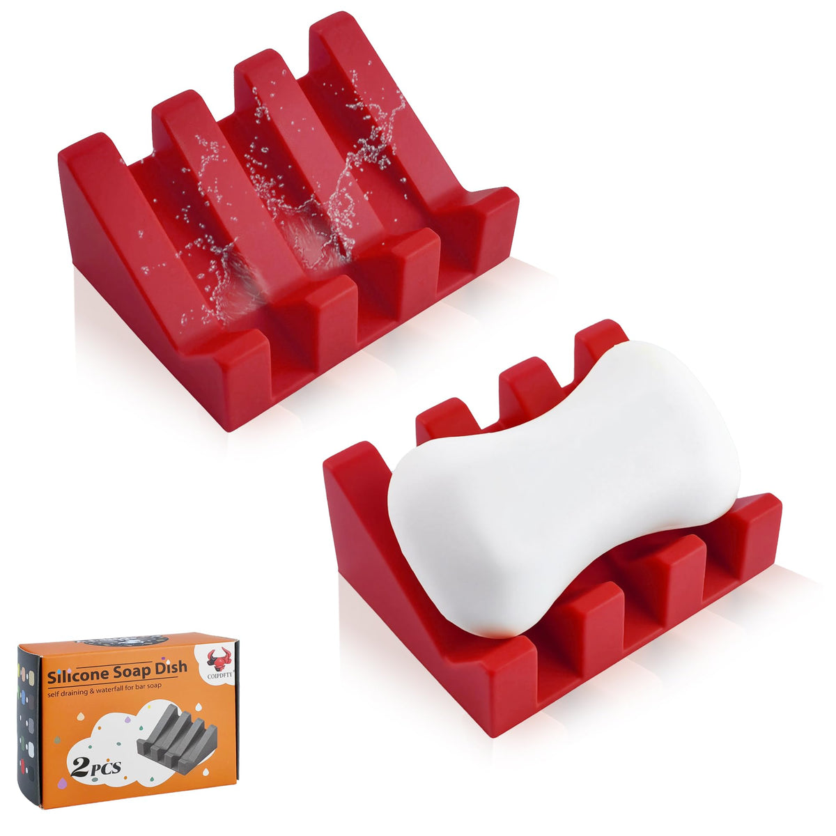 Self Draining Soap Dish Holder,Silicone Soap Dish,for Bathroom,Kitchen, Sponges，Can Extend Soap Life，Keep Soap Bars Dry and Easy Cleaning (White,1-Pack)