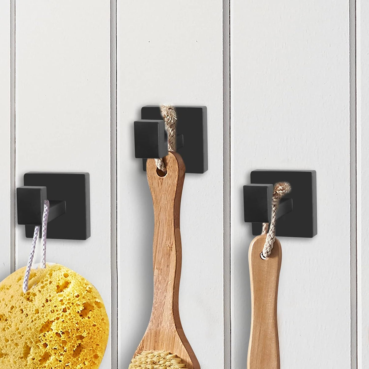 IBosins 4-Pack Towel Hooks Hand Towel Holder Bathroom Robe Hanger Black