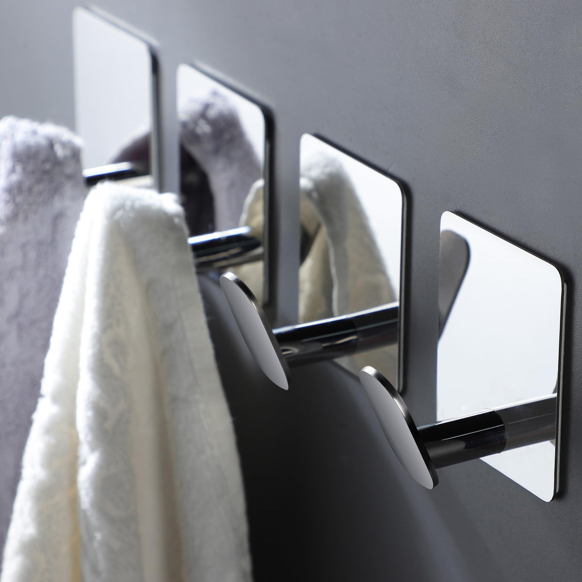 DELITON 26lb Heavy Duty Adhesive Towel Hooks, No-Damage 4 Pack Matte Black
