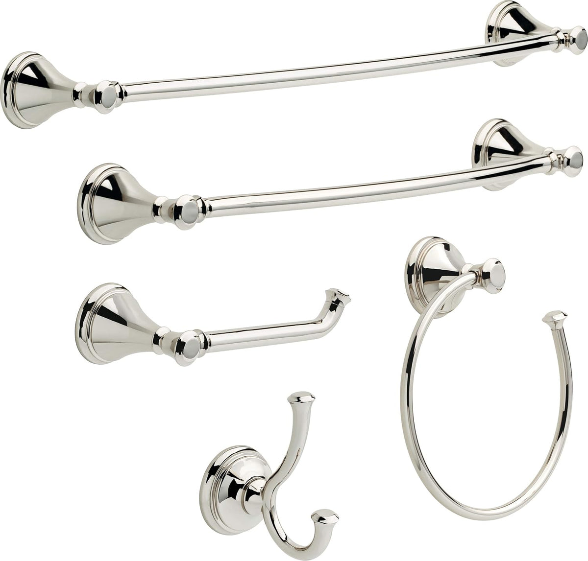 Delta Double Towel Hook for Bathroom or Kitchen| Polished Nickel | Cassidy Accessories