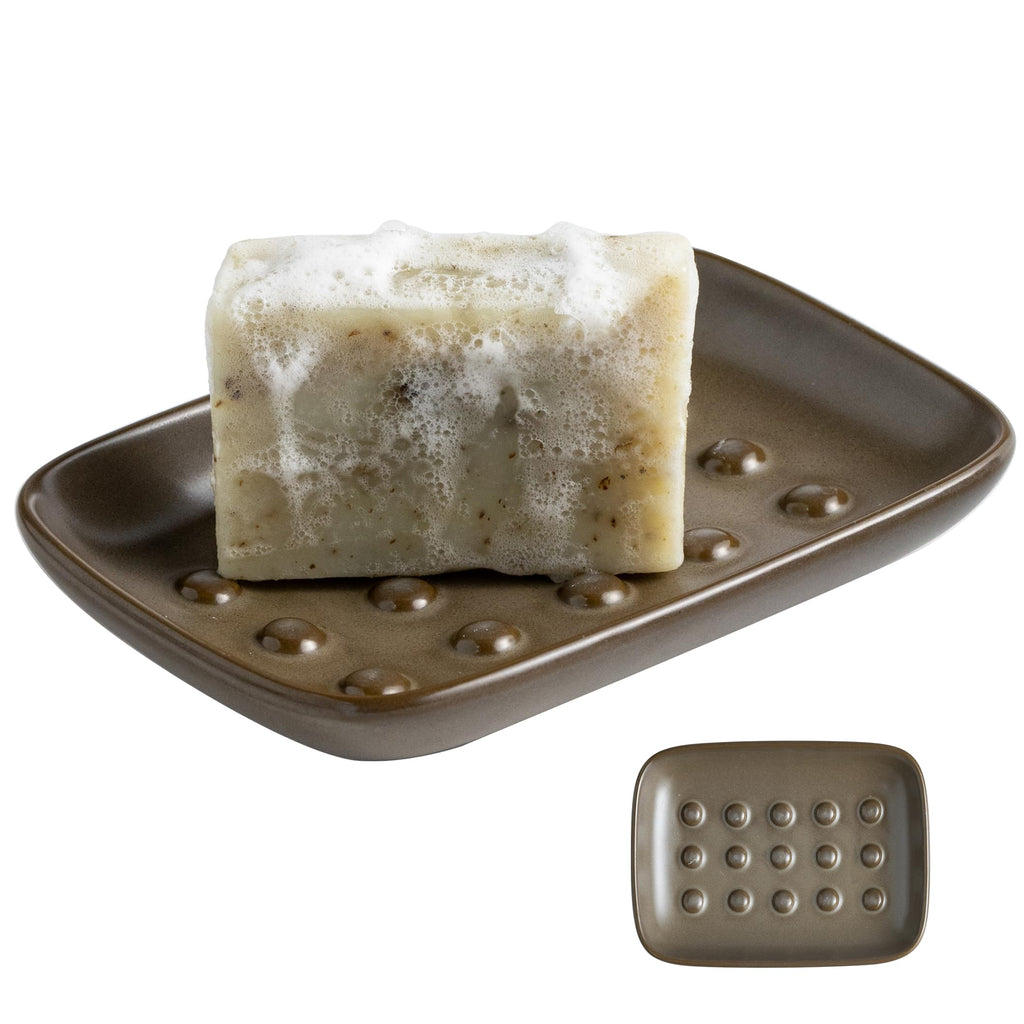 Miamolo Soap Dish, Ceramic Soap Holder Shower Soap Dish for Bar Soap Sponge, Soap Saver Tray for Bathroom Kitchen Sink, White