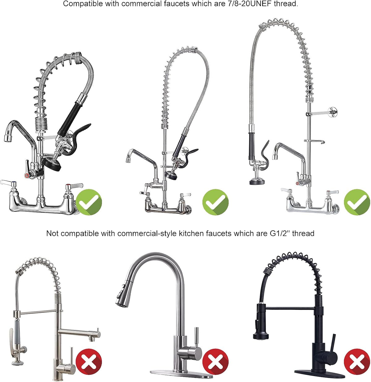 Commercial Sink Sprayer Pre Rinse Sprayer Replacement for Commercial Kitchen Faucet - 1.42 GPM High Pressure Dish Spray Pre Rinse Spray Valve with Handle Chrome Polished (Grey)