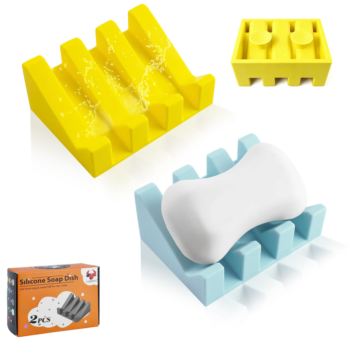 Soap Dish Holder for Shower with Suction Cup, Silicone Soap Holder & Saver Self-Draining Bar Soap Dish Keeps Soap Dry for Bathroom, Kitchen, Bathtub, Extends Soap Life (White-1Pack)