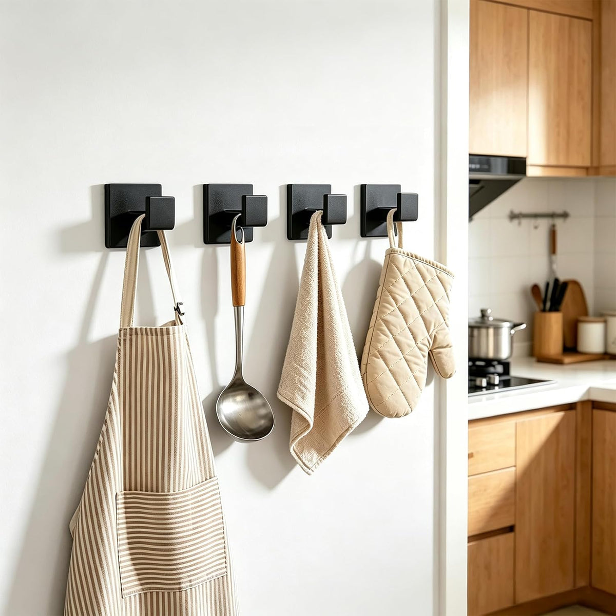 JOPOFI 2 Piece Towel Hook - Bathroom Robe Hook - Matte Black