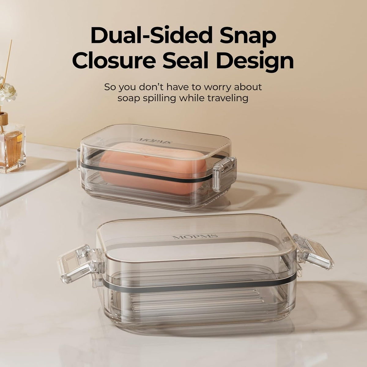 MOPMS Travel Soap Case, Leakproof with Clasps & Silicone Seal for Traveling