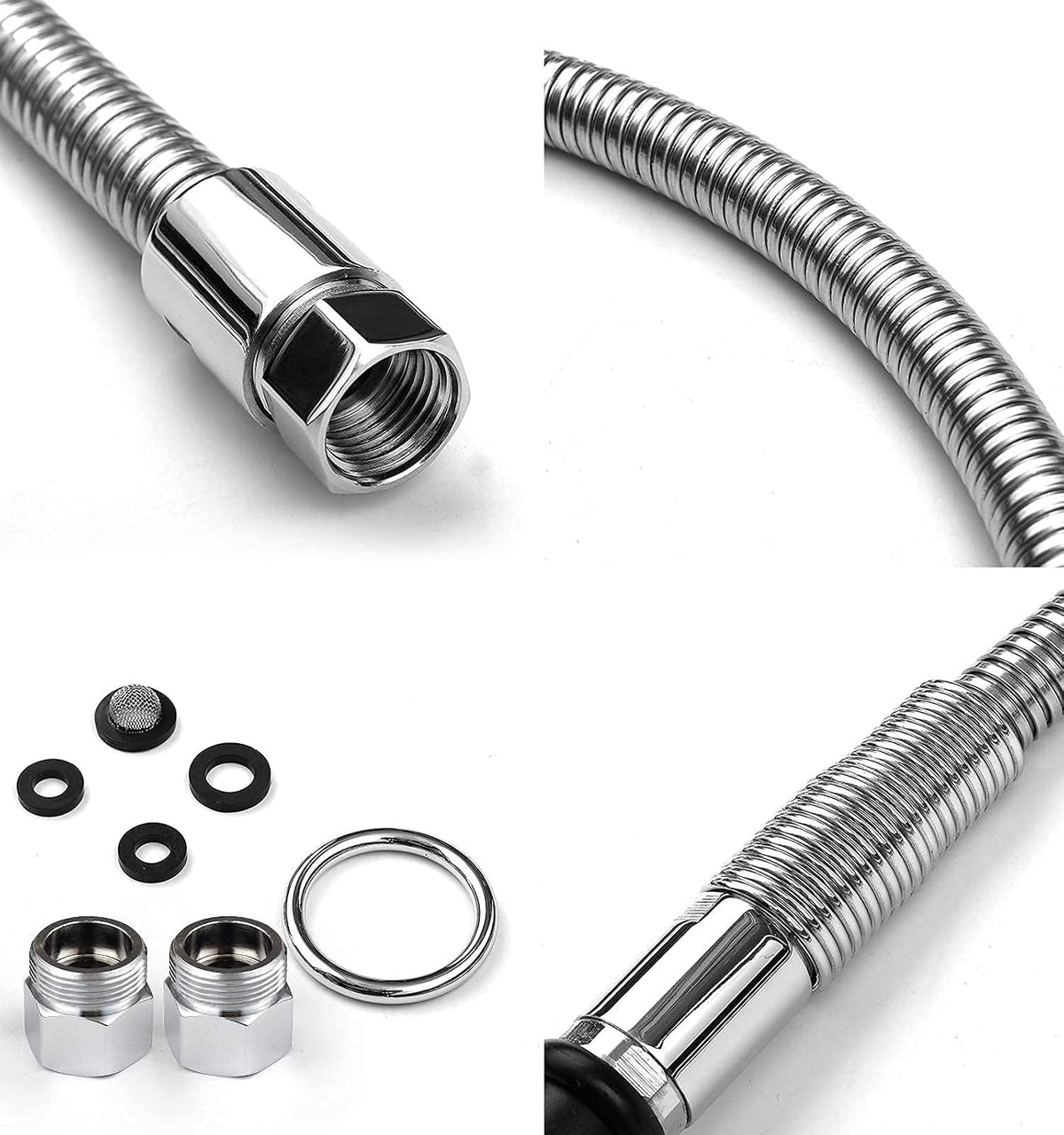 CWM Commercial Sink Sprayer with 45” Flexble Stainless Steel Hose, 1.42 GPM Pre Rinse Spray Valve with Ergonomic Handle, Commercial Sink Faucet Parts,Dishwasher Sprayer for Restaurants (Gray)