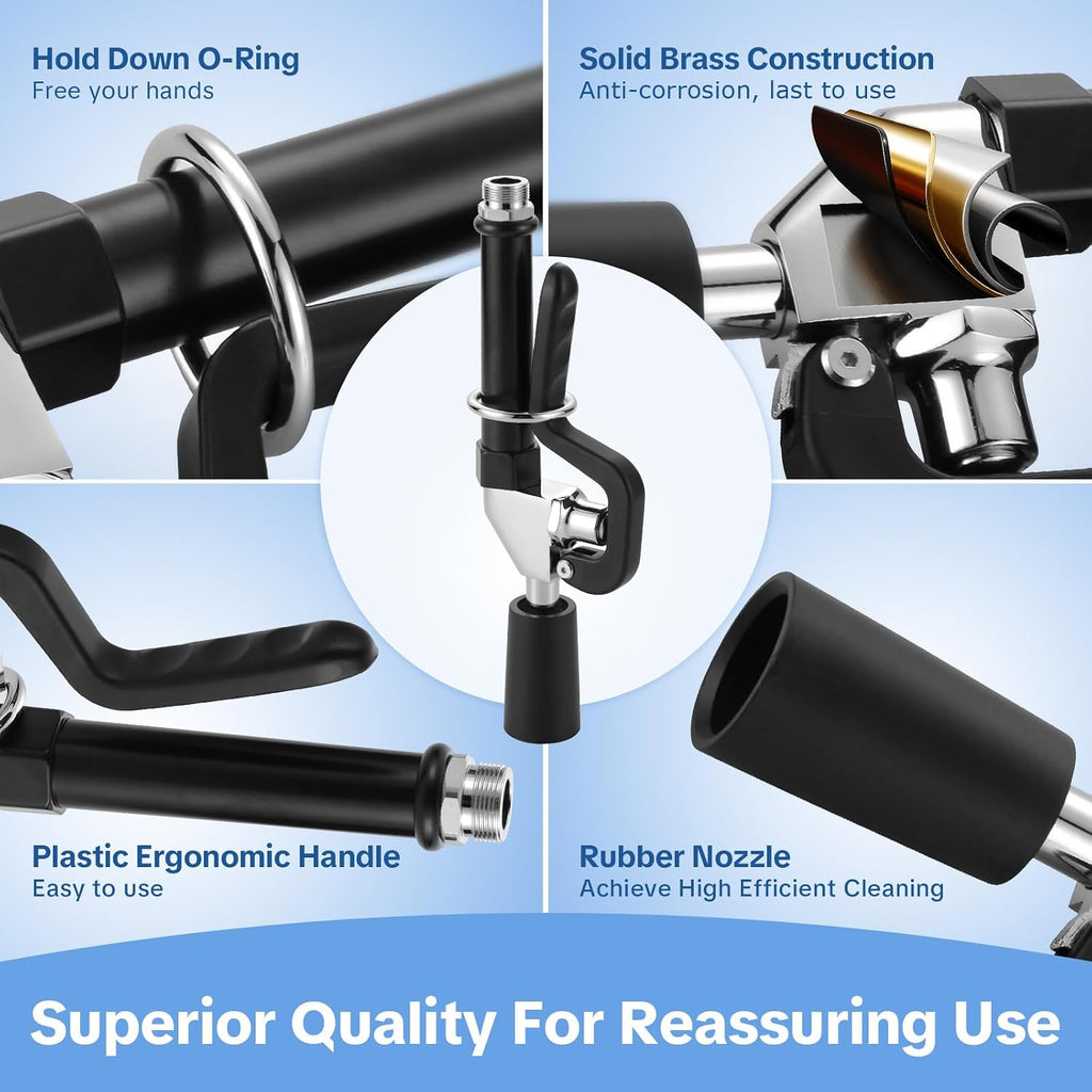 Pre Rinse Sprayer Commercial Sink Sprayer Head, Low Lead Spray Valve Dish Sprayer Nozzle with Ergonomic Handle, High Pressure Brass Faucet Parts for Commercial Kitchen faucet, Chrome Finished