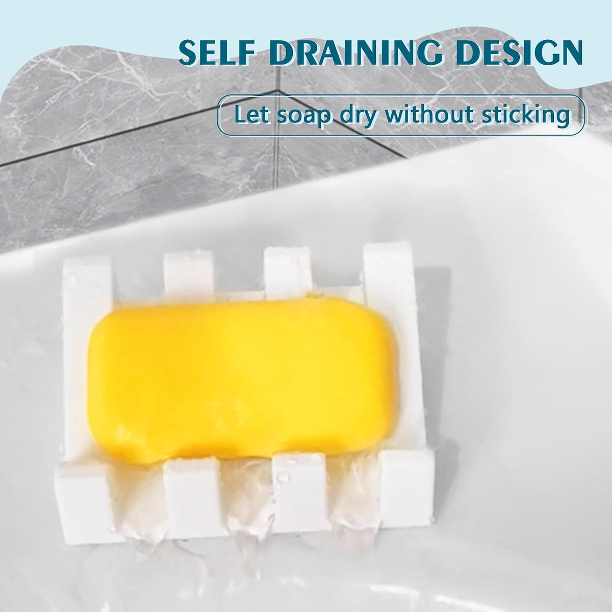 Self Draining Soap Dish Holder,Silicone Soap Dish,for Bathroom,Kitchen, Sponges，Can Extend Soap Life，Keep Soap Bars Dry and Easy Cleaning (White,1-Pack)