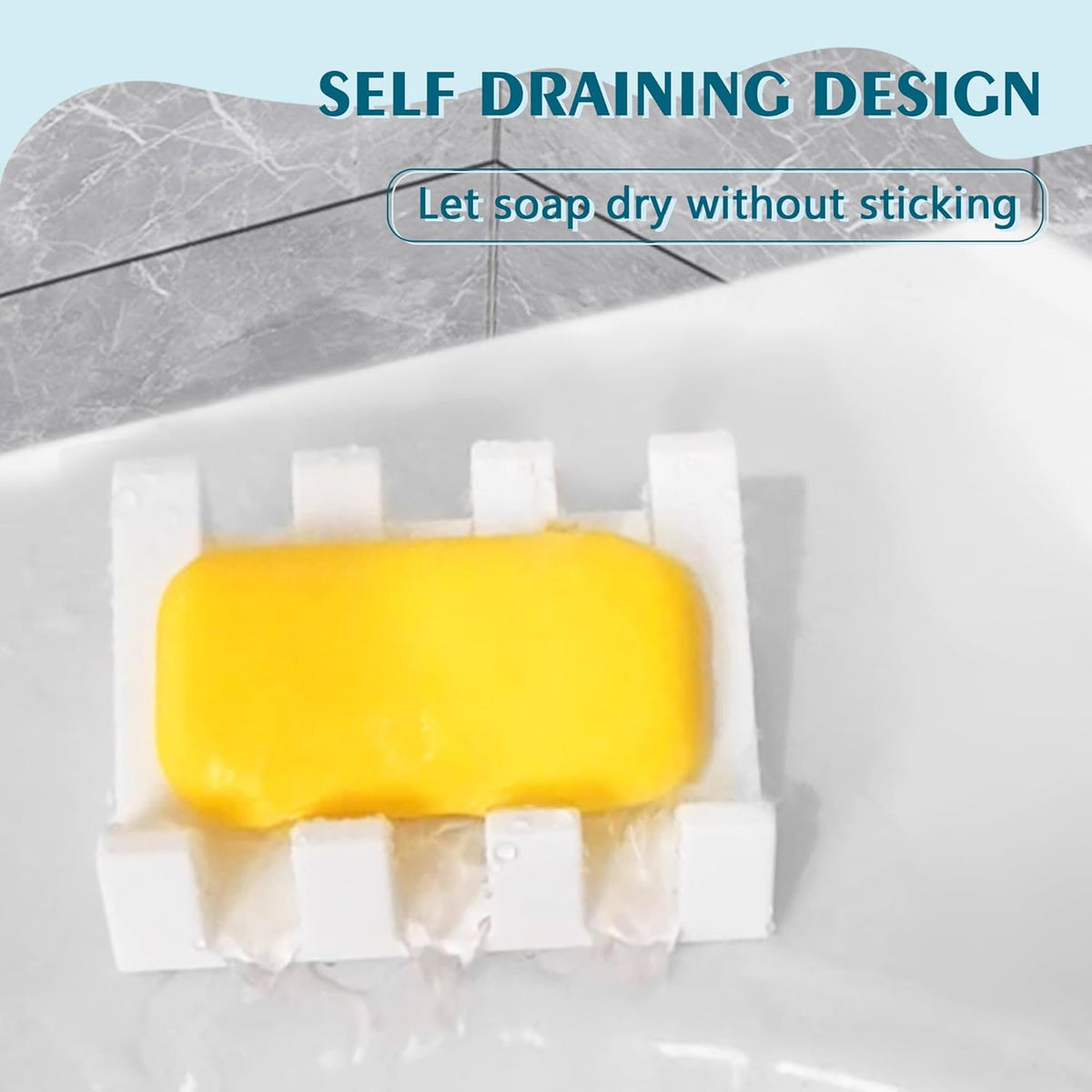 Soap Dish Holder for Shower with Suction Cup, Silicone Soap Holder & Saver Self-Draining Bar Soap Dish Keeps Soap Dry for Bathroom, Kitchen, Bathtub, Extends Soap Life (White-1Pack)