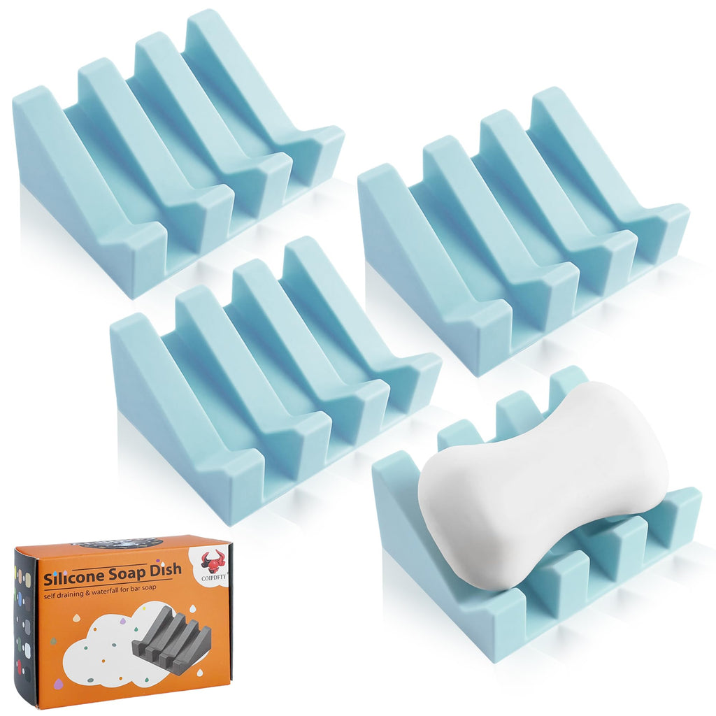Self Draining Soap Dish Holder,Silicone Soap Dish,for Bathroom,Kitchen, Sponges，Can Extend Soap Life，Keep Soap Bars Dry and Easy Cleaning (White,1-Pack)