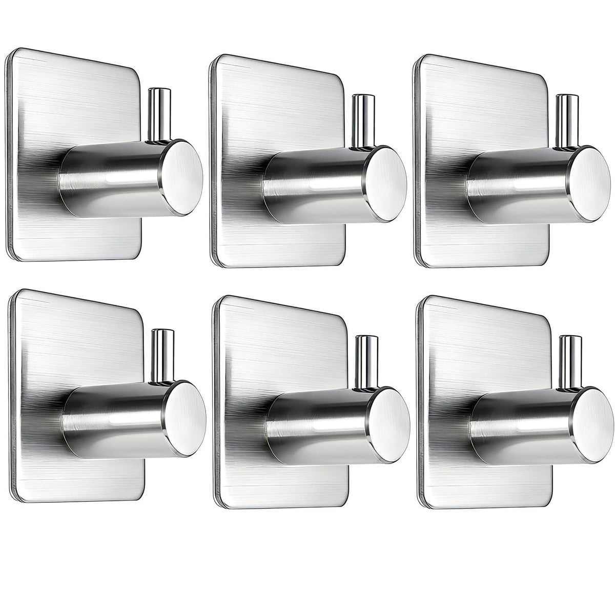 Fotosnow Adhesive Towel Hooks 15lbs Heavy Duty Wall Hooks Waterproof Stainless Steel Hanger for Hanging Coat, Hat, Towel Robe Hook Rack Wall Mount- Bathroom and Bedroom 4-Packs