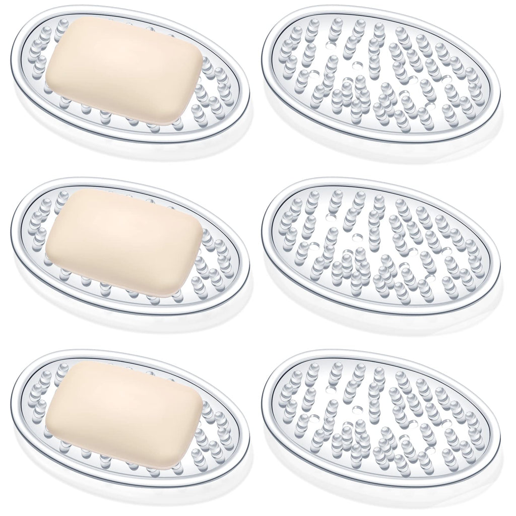 2 Pcs Soap Dish with Holes for Kitchen Bathroom, Clear